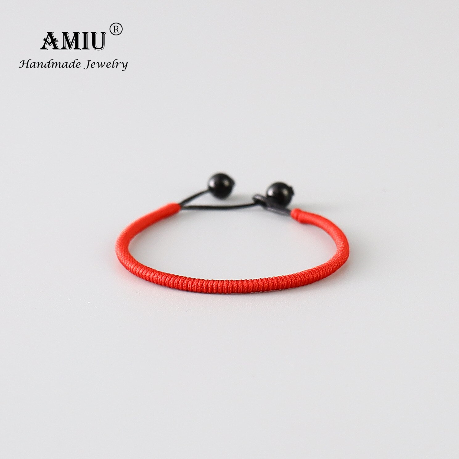 AMIU Handmade Lucky Red Bracelets Black Onyx Bead bracelets &amp; bangles Men Handmade Accessories Lovers Lucky Jewelry Bracelet