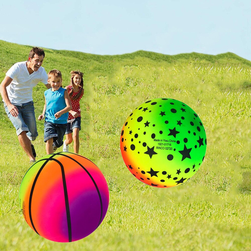 3er Set Regenbogen Strandbälle - Elastisches PVC - für Kinder Indoor Outdoor Spiel