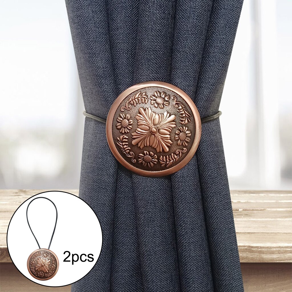 2x Dekorative Vorhang Gardinen Holdbacks Magnetische Vorhang Binden Zurück Hause Dekorationen Curatin Zubehör Vorhang Raffhalter: rot Kupfer