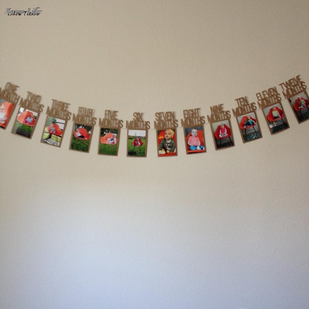 Kids Birthday Decorations From 1 To 12 Month Photo Banner Monthly Wall Photo Frame Porta Retrato Picture Frame