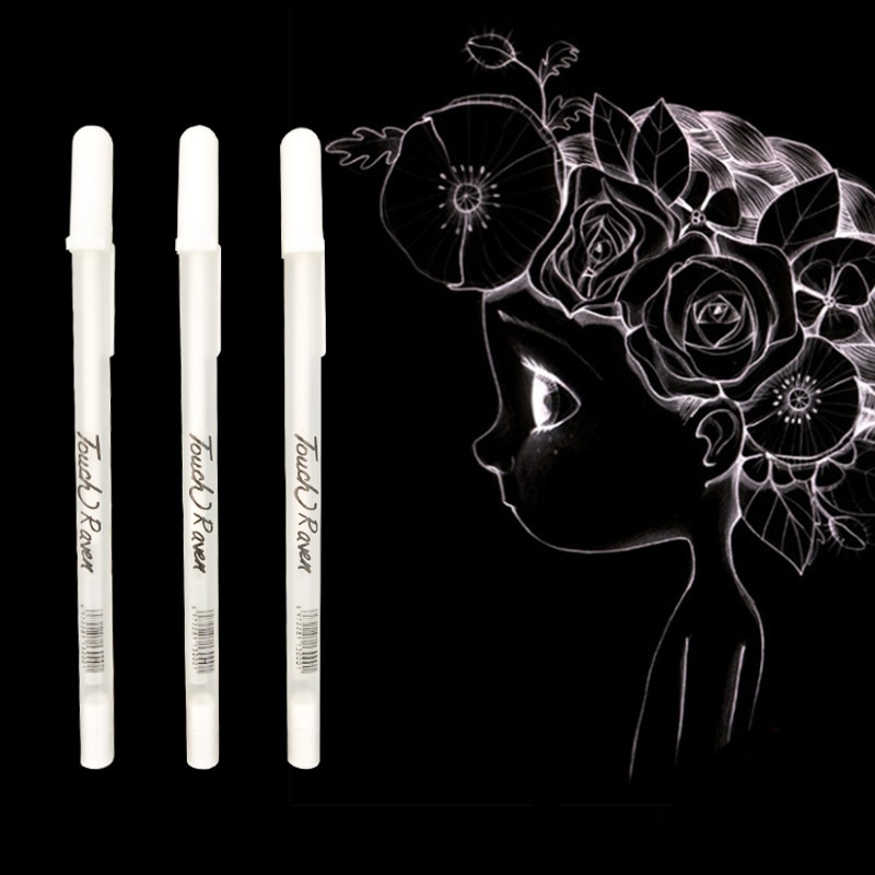 1pc 0.7mm vit highlight penna student skiss ritning graffiti konst markörer komisk krok liner penna brevpapper konst tillbehör