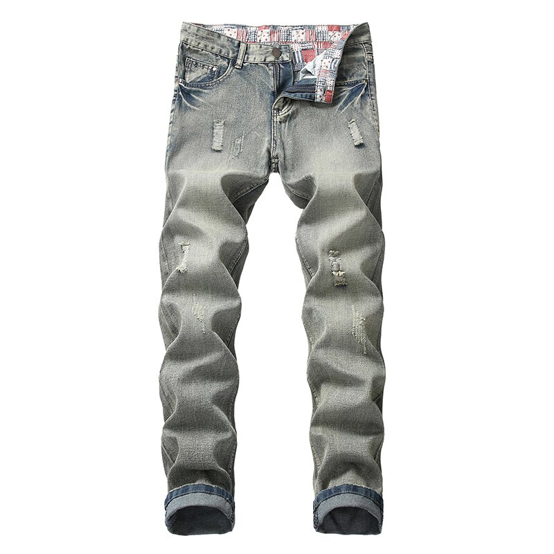 Men Distressed Worn Holes Jeans Pants Denim Jogging Pants Trousers Plus Size Cool Boys Jeans For Male