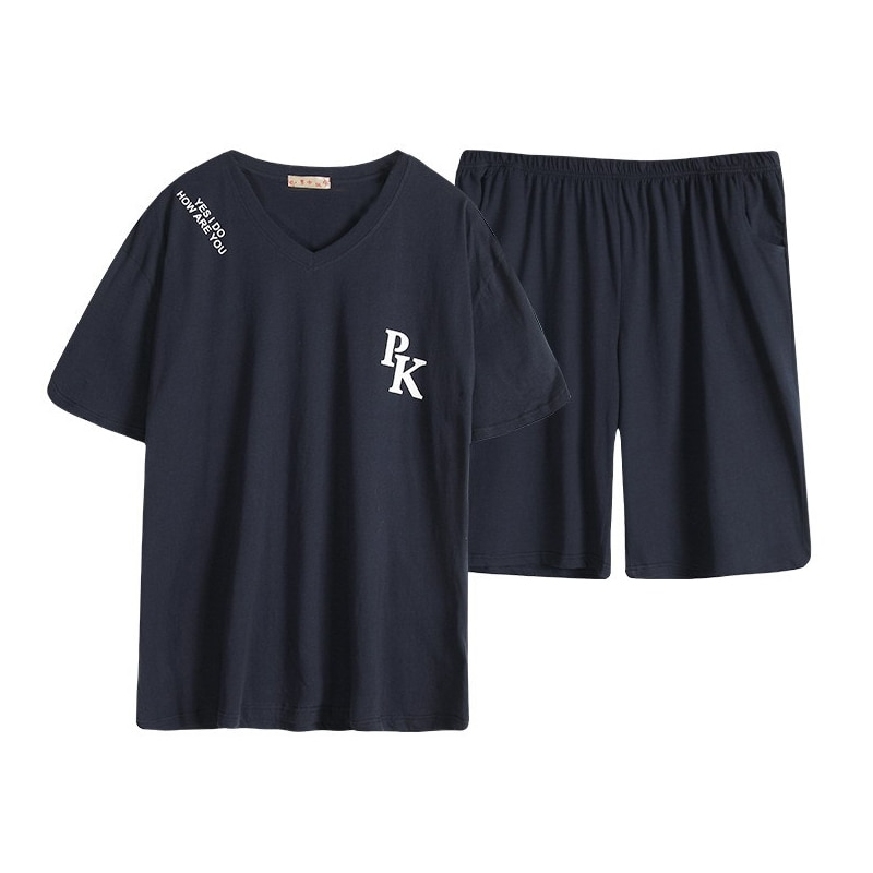 140kg 5xl lyhyttä pyjama homme plus kokoa pyjamasettiä miehille kesällä 100%  puuvillaa lyhythihainen mukava yöpuku pyjama miehille xxxxl