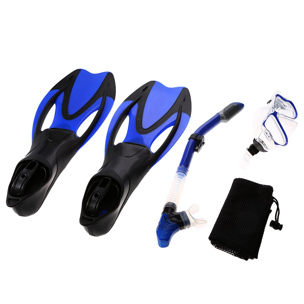 Snorkel Gear Diving Set Diving Set with Silicone Mask Swimming Fins Snorkel Quick Dry Gear Bag Diving Kit Water Sports Equipment