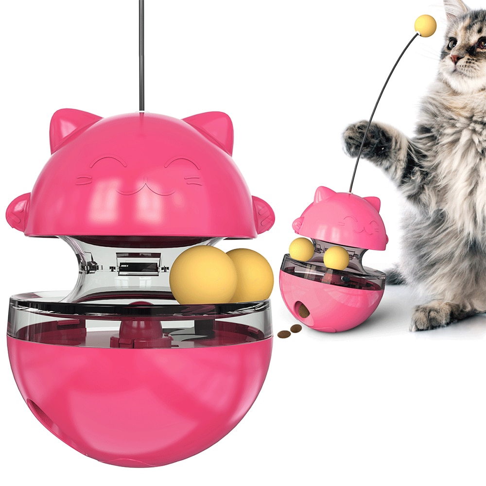 Sjovt tumbler kæledyr slow food underholdning legetøj tiltrække opmærksomheden fra den katjusterbare snack mundlegetøj til kæledyr: Lyserød