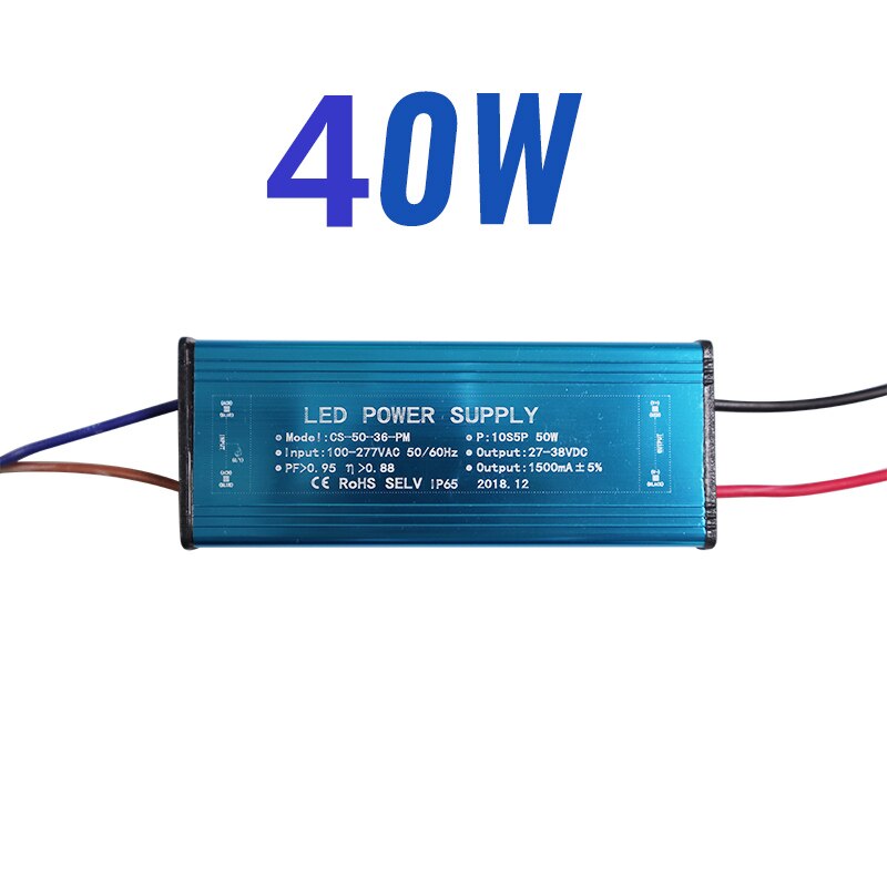 50W 100W High Power Constant Current LED Driver Waterproof IP65 Power Supply AC110-265V Input For Floodlight DC20-40V Output: 40W
