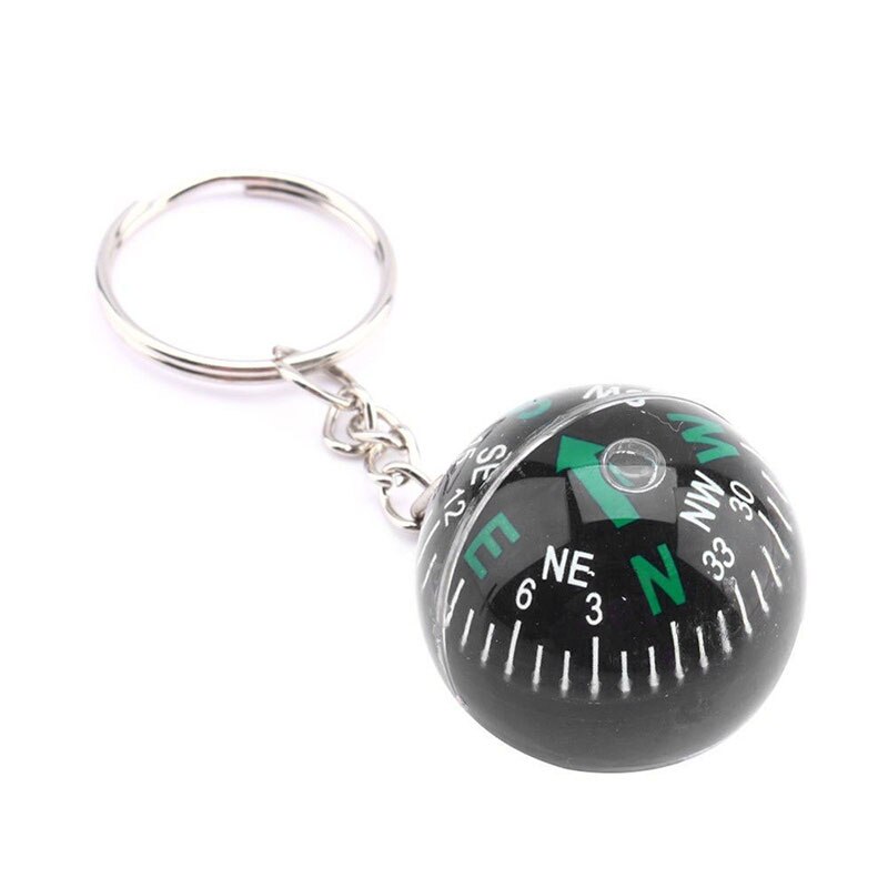 Outdoor Survival 28mm Ball Keychain Liquid Filled Compass Camping Hike Travel Lightweight Emergency In