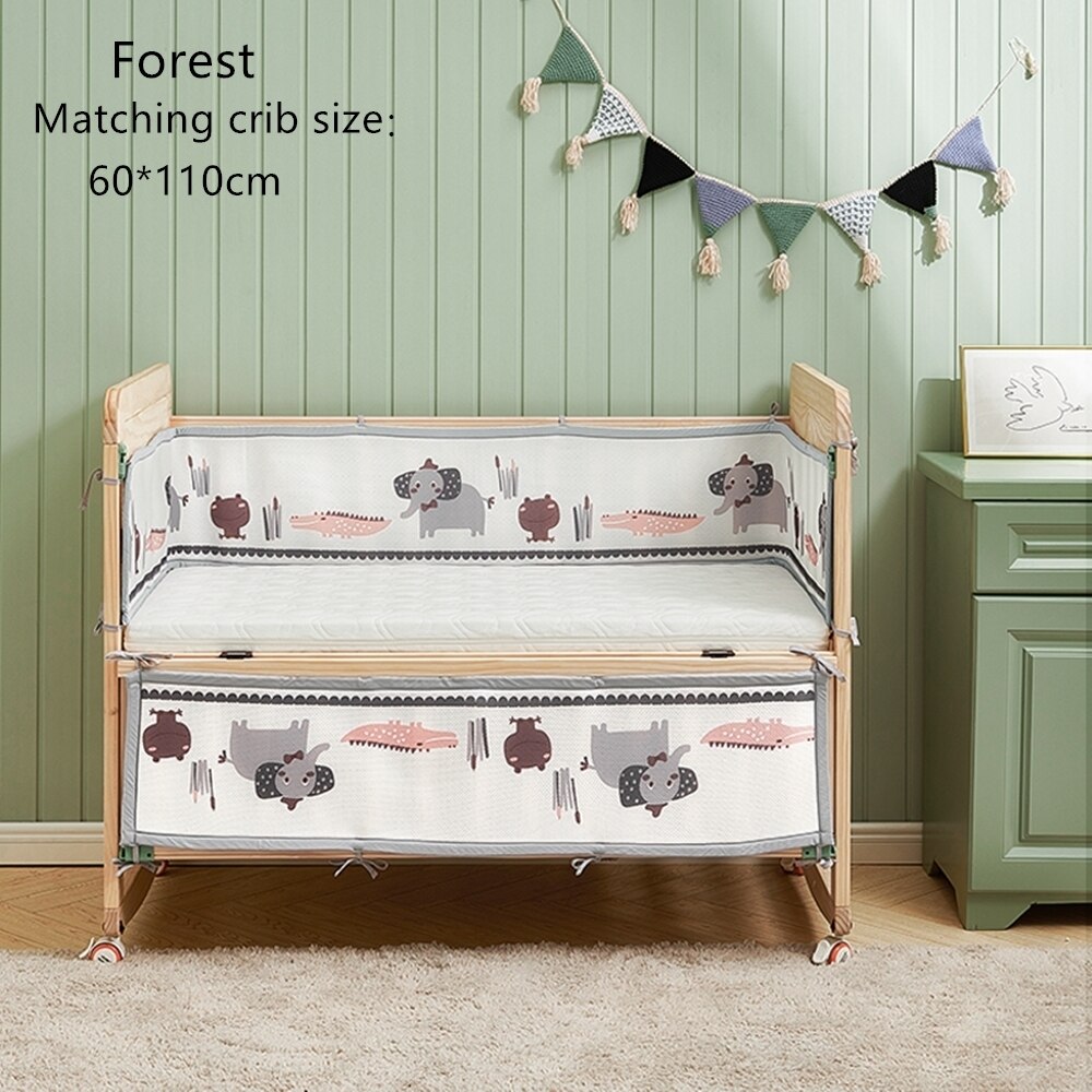 Bc Babycare Peuter Bed Bumpers Dieren Print Ademend Dikker Mesh Bumper Crib Protector Cot Pasgeborenen Bedding Set Room Decor: F 60-110