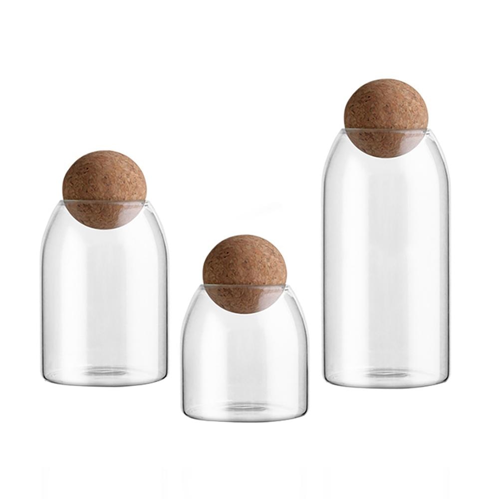 Pots à épices Borosilicate Transparent verre sans plomb scellé boîte de stockage réservoir de stockage de Grains pot liège thé conteneurs réservoir