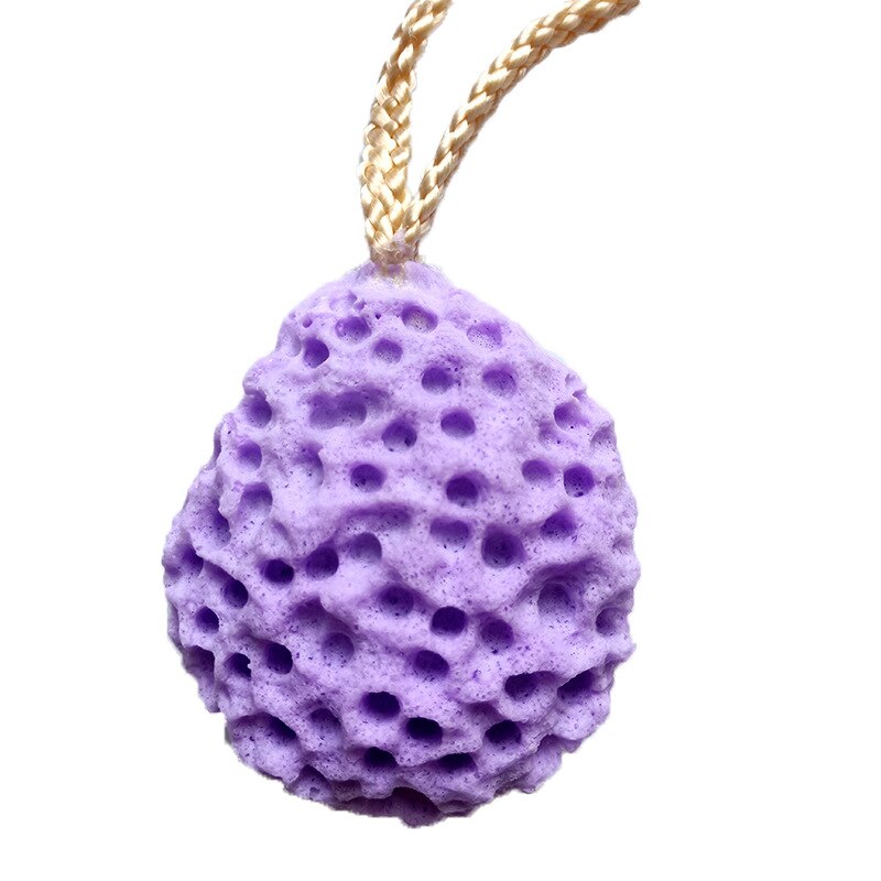 Pelota de baño suave en forma de panal con gotas de agua, esponja para ducha, frotar cuerpo, cepillos de baño para niños y adultos, suministros para Baño: Púrpura