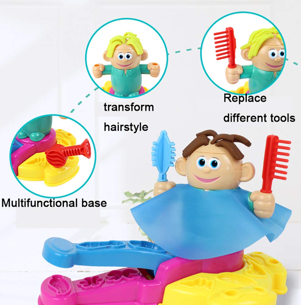 Handgemaakte diy 3d kleuren modder nep kapper kapper rollenspel haar groeien knippen kam plasticine gereedschapsset