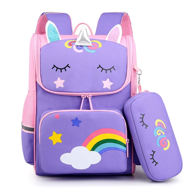 Kawaii Rugzak 3D Cartoon Primaire Schooltassen Voor Meisjes Schattige Waterdichte Kids Bag School Student Meisje 1-4 Kinderen rugzak: purple