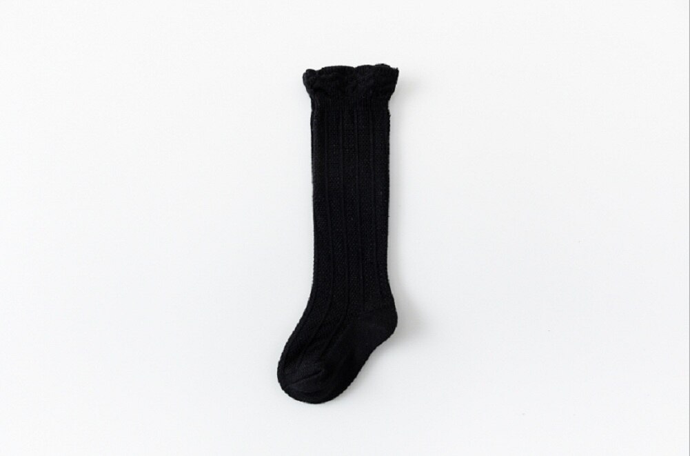 Baby Solid Baby Knie Hoge Kousen Baby Jongens Meisjes Katoen Warm Houden Lange Kousen Plain Kids Zachte Stijl Been warmer: Black / S