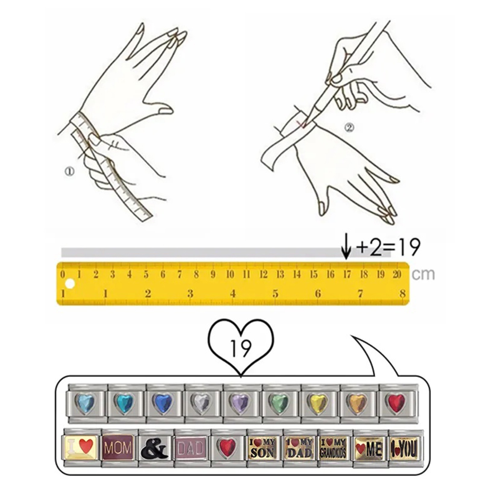 1 Stuk Zink Gebaseerde Legering & Roestvrij Staal Italiaanse Charme Links Voor Diy Armband Sieraden Maken Rechthoek Ster Bedels 10Mm X 9Mm