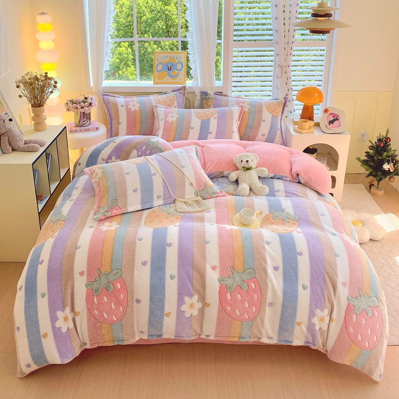 Cute Panda Milk Velvet Duvet Cover Boys Girls Bedroom Decor Cartoon Animal Bedding Autumn and Winter Soft Warm Comforter Cover: GRAY
