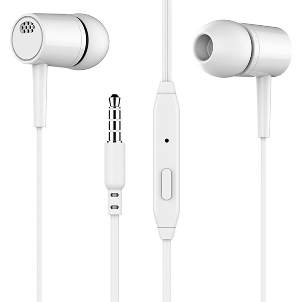 3.5mm 4D Subwoofer Earbud HIFI DJ Headset In-ear Earphone with Microphone for Smart Phone Samsung Xiaomi: White