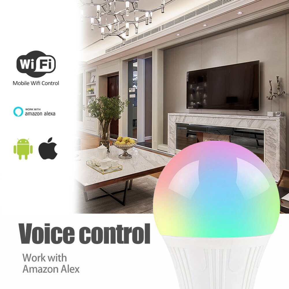 E27 B22 Smart WIFI Lamp RGB RGBW Dimbare LED Lamp Gloeilamp Werkt met Alexa Google Thuis, 16 miljoen Kleuren, APP Afstandsbediening