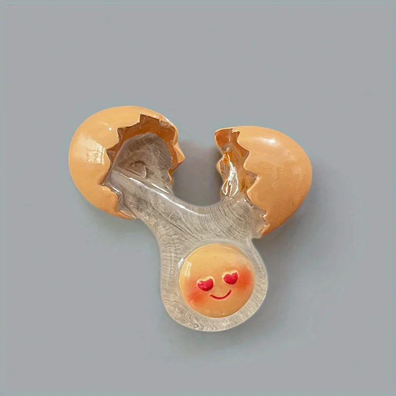 Paquete de 1 imanes para refrigerador de cáscara de huevo roto con bonito pollito sonriente, decoración de cocina de plástico redonda, divertidos imanes para nevera con huevos de dibujos animados: Rojo