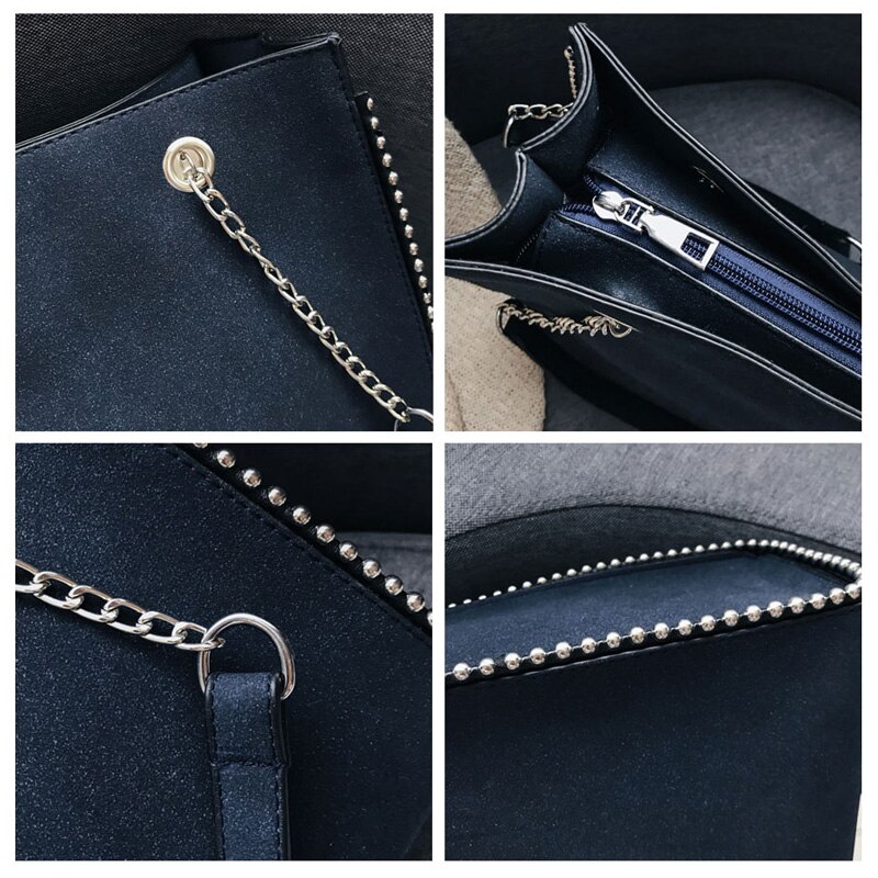 Bolso de hombro de lujo para mujer, bolso de mujer de informal con remaches de cuero, bolso de mano de alta capacidad