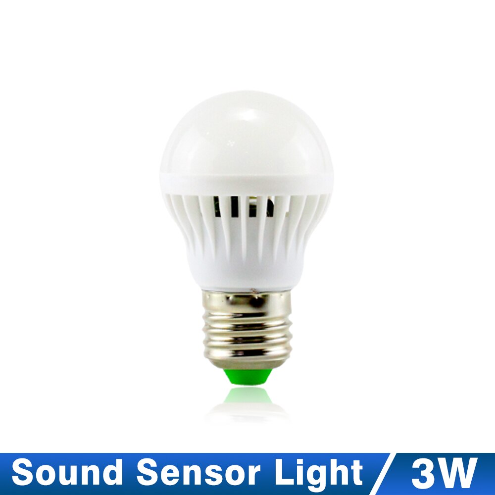 LED lamp PIR Infrarood Motion/Sound + Light Sensor Controle E27 3w 5w 7w 9w 12w automatische Smart Sensor Wit Lampada LED Lamp licht: Sound Sensor 3W