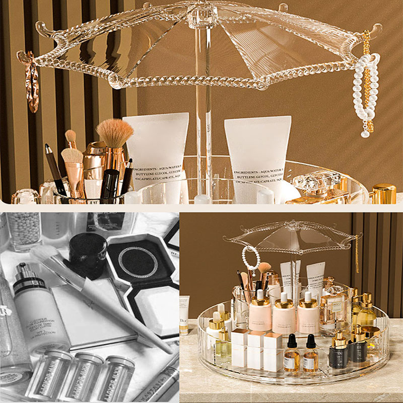 Nouveaux organisateurs de maquillage transparents avec étagère de rangement rotative à 360 degrés, boîte de rangement de cosmétiques, organisateur de salle de bain, rangement à domicile