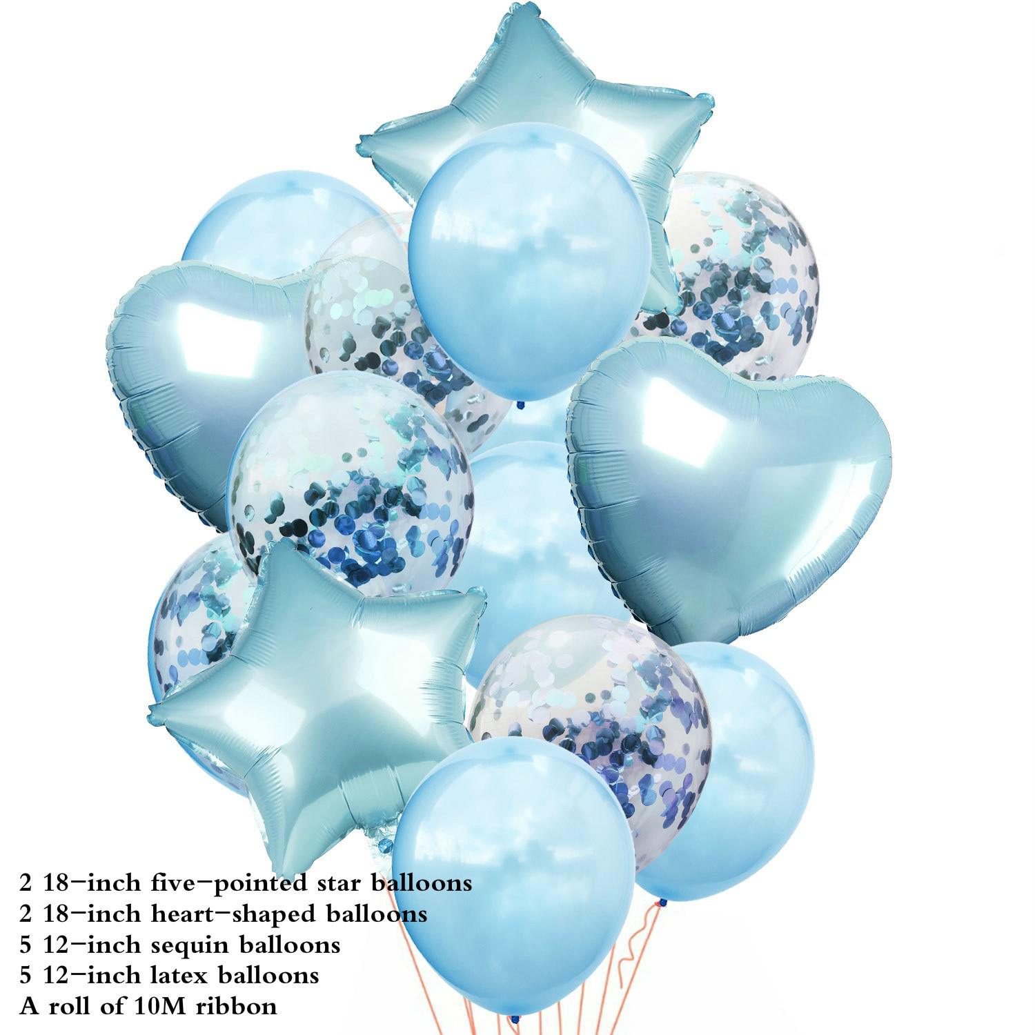 Mermaid Theme Birthday Party Decoration Mermaid Party Disposable Tableware Set Cake Topper Baby Shower Girl 1st Birthday Party: 14pcs balloon