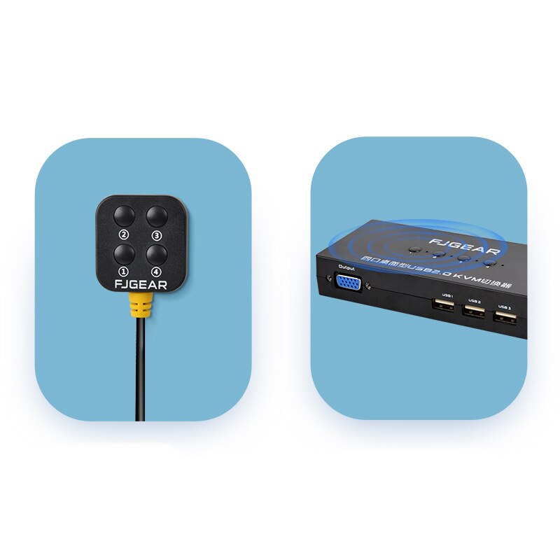 4 Port usb vga kvm switch vga switch Wired Remote Controller Select with Cable 1920x1440 High Resolution