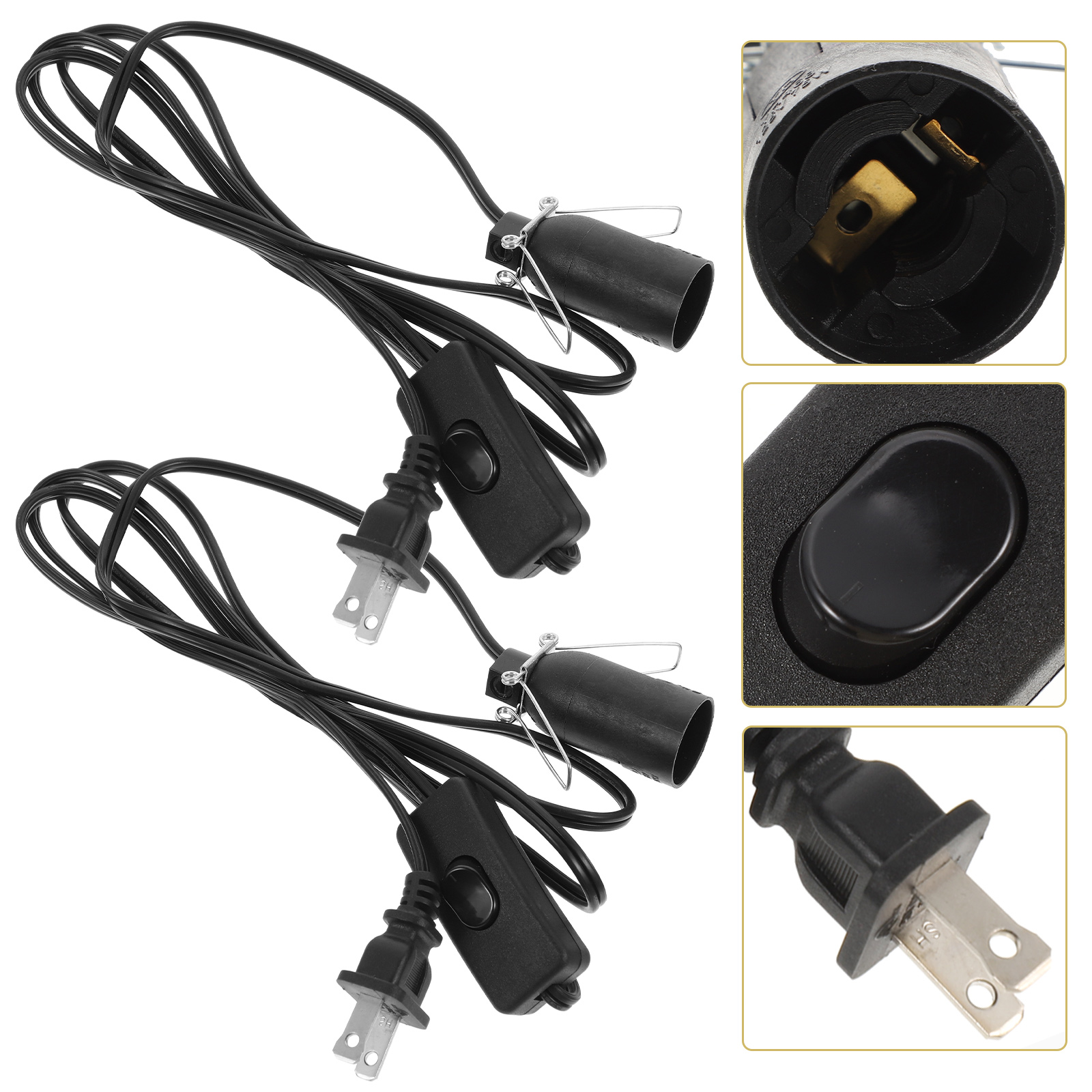 2 Pcs Lamp Holder E12 Light Socket Cord Replacement Salt Wire Power Candelabra Sockets Lamp Bases Lighting Accessories Crystal