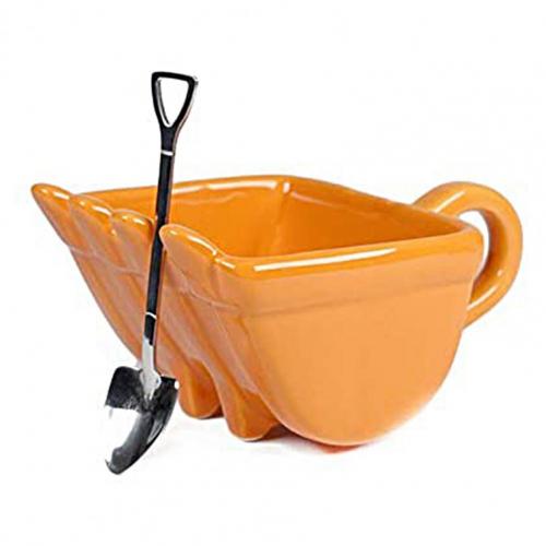 Grävmaskin skopa modell kaffe vatten muggar kopp med sked: Mörk orange