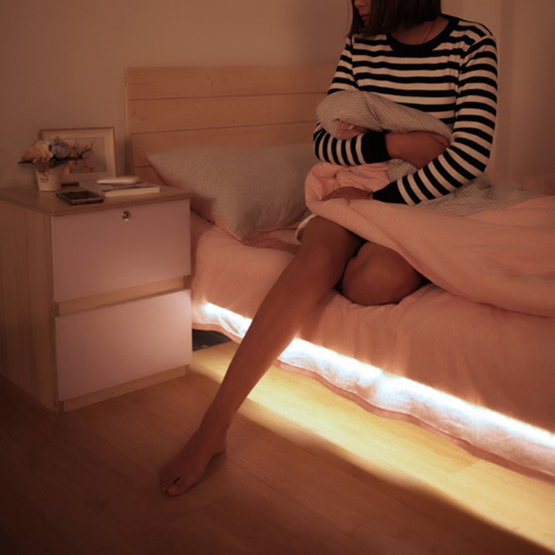 Kabinett Licht LED Bewegung Aktiviert Bett Licht 5V PIR Bewegung Sensor USB LED Streifen Garderobe Lampe Band Menschliches Körper induktion Licht