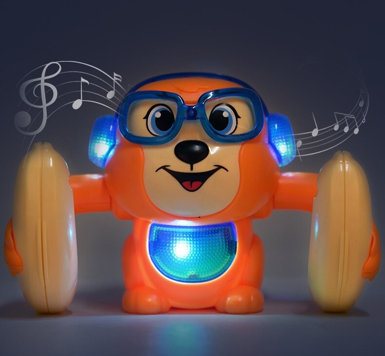 Banaan Rolling Aap Baby Speelgoed Elektrische Flipping Aap Licht Muziek Kinderen Diermodel Voice Control Inductie Cartoon