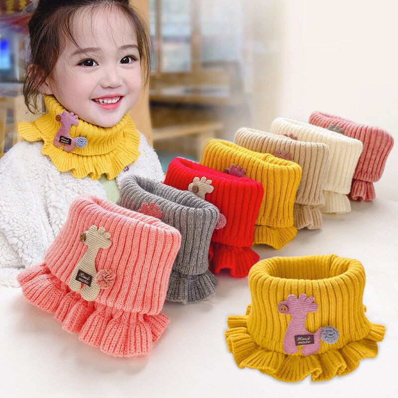 Winter Casual Baby Girls Scarf Children Knitted Neck Warmer Boy Cartoon Warmer Crochet Cowl Collar Kids Outdoor Neckerchief