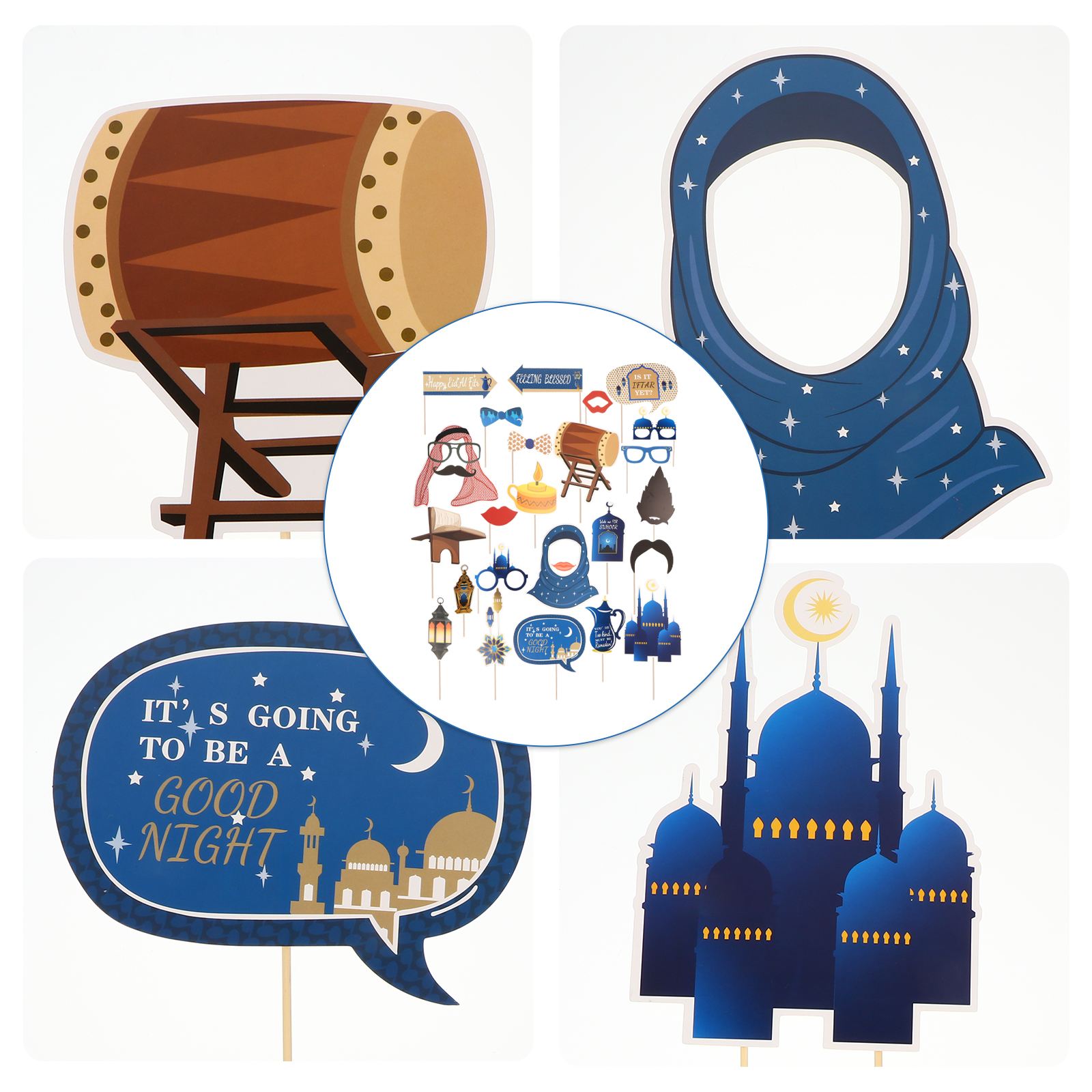 27pcs Photo Booth Prop Photo Prop Photo Booth Eid Mubarak Photo Prop for Eid Party