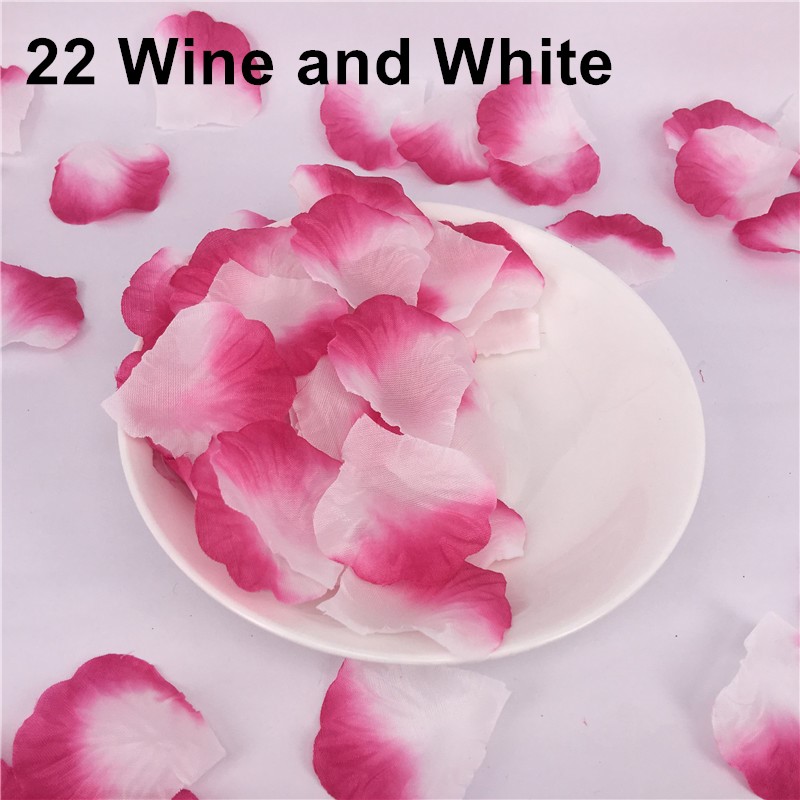 Hvit rosa røde roseblader romantiske blomster bryllup dekorasjon bryllup fest tilbehør blå kronblad de rosa kunstig 500 stk: 22 vin og hvit