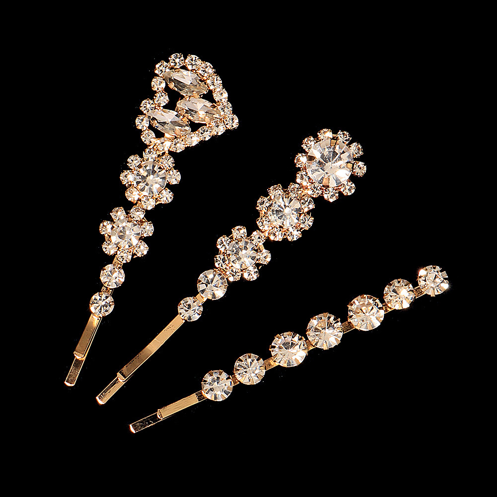 Bridal Barrettes Clear Crystal Women Hair Ornaments Hair Pins Women Hair Clips Bridal Hair Jewelry Accessories: Pink