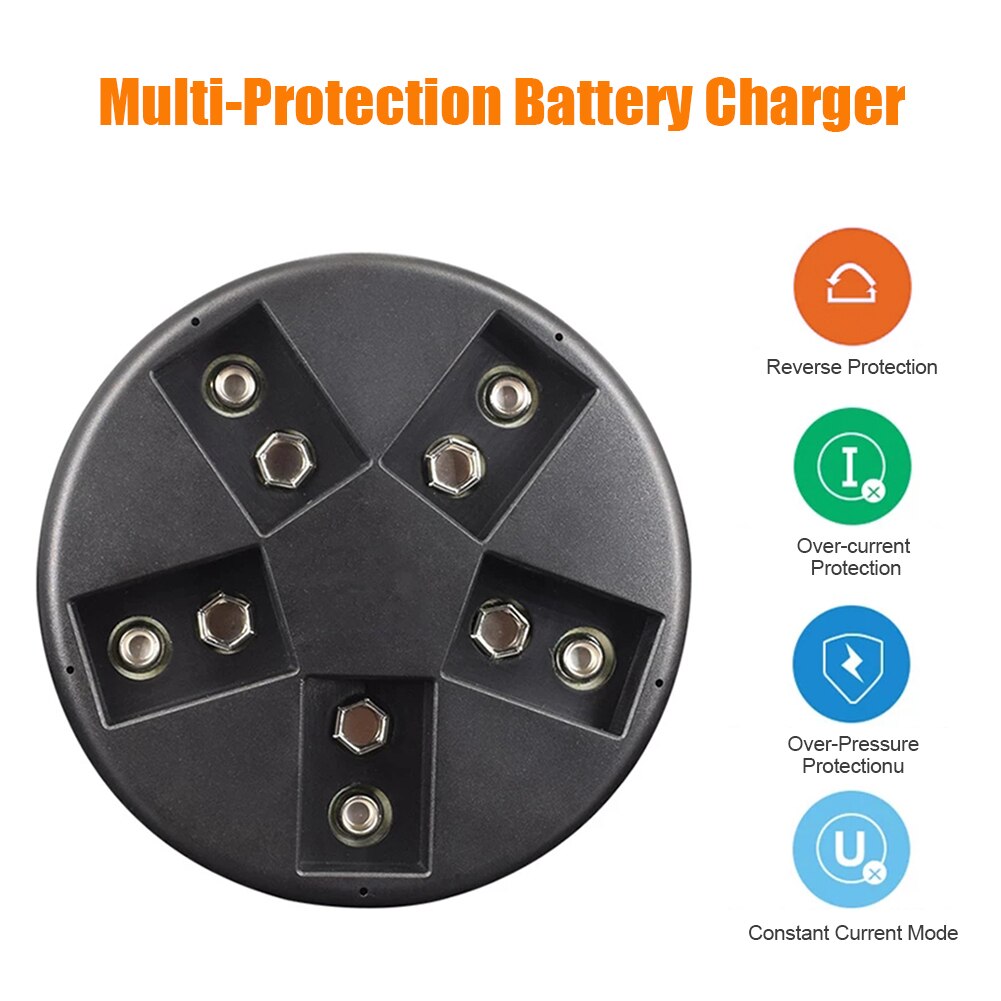 Mini Dual Toy Battery Charger for 6F22 9V Lithium Ni-MH Ni-CD Battery USB Plug Portable Charger for Rechargeable Batteries