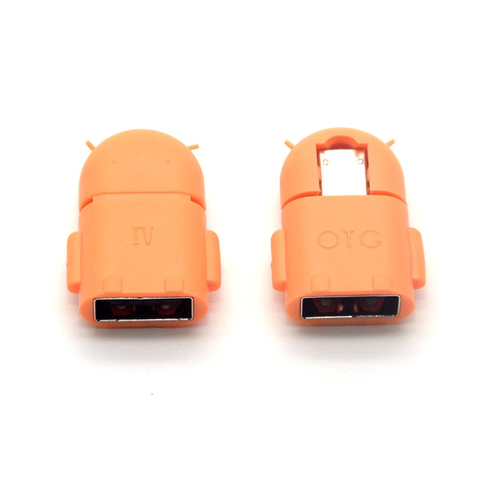 Micro usb to USB OTG Adapter for Smartphone Tablet PC Connect to Flash Mouse keyboard Robot Shape OTG: Orange