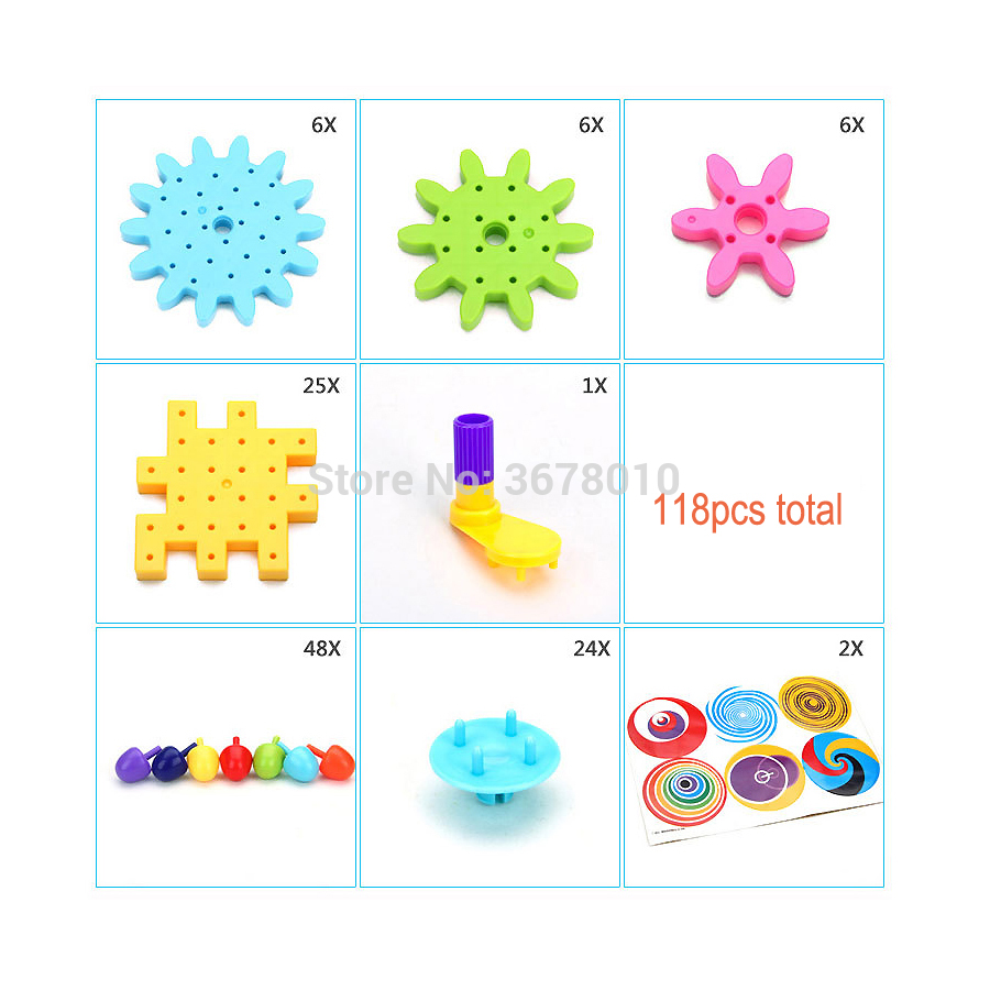 Kaleido Versnellingen Building Set met Mozaïek Paddestoel Nagels Bouw Kit, Caleidoscoop Gear Combinatie Kit Educatief speelgoed