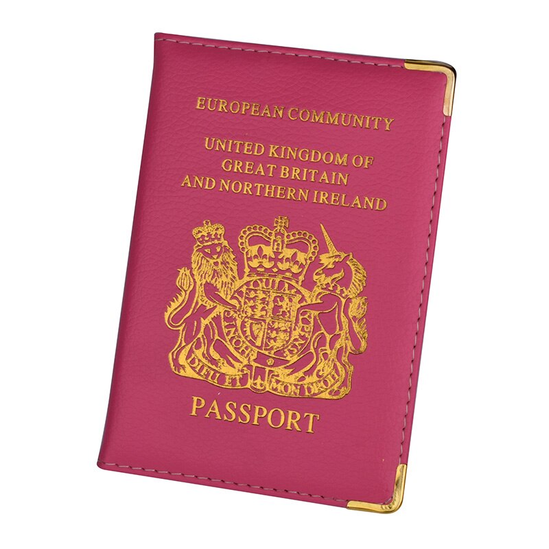 UK and European Passport Holder PU Leather Covers for UK Men Women French Passports Organizer for Travelling: Rose Red