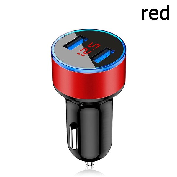 Car Chargers 2 Ports Fast Charging For Samsung Huawei iphone 7 8 Plus xiaomi 10 Universal Aluminum Dual USB Car-charger Adapter: Red