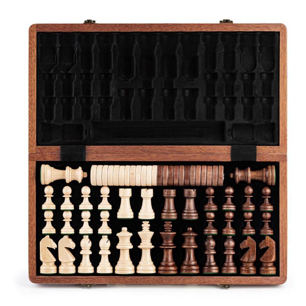 2 In 1 Classic Checkers &amp; Chess Set Board Game Larger 15&#39;&#39; Foldable Wooden Chess Set High-end Luxury Table Game For Kids Adults