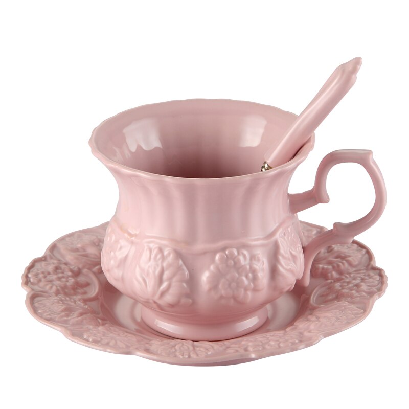 Pink porcelæn te sæt retro keramisk te kop pot britisk blomstret tekande krus cafe teatime kaffekop