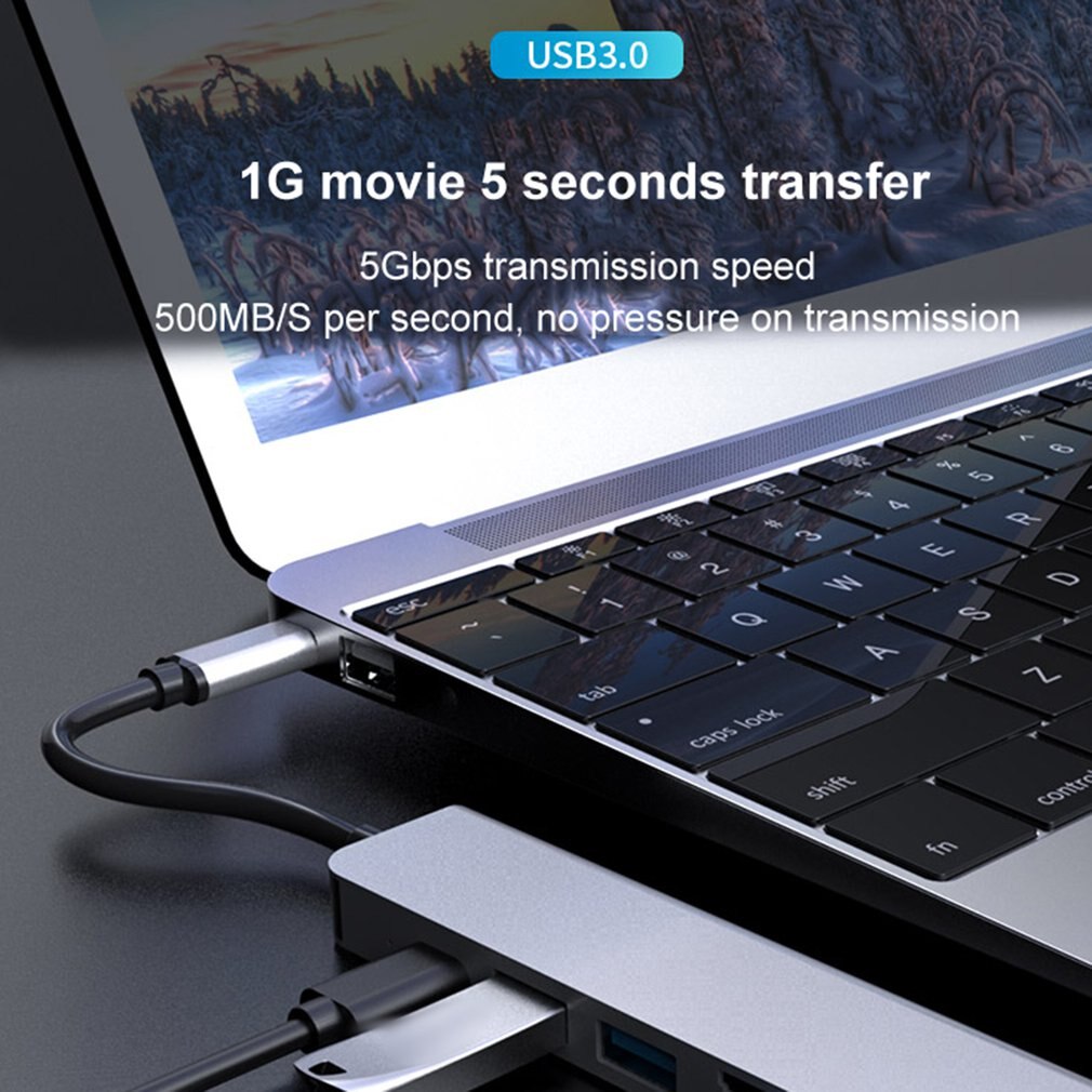 Six-in-one Type-c To HDMI Docking Station Fast Charging 87W Notebook Multi-function Docking Station USB Hub