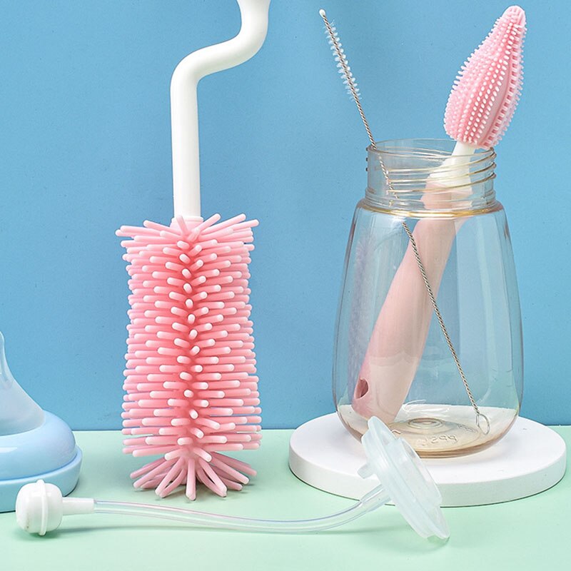 3 Stuk Set Baby Melk Fles Borstel Set 360 Graden Roterende Babyuitsteeksel Borstel Eenvoudige Leuke Baby Melk Fles borstel Sets