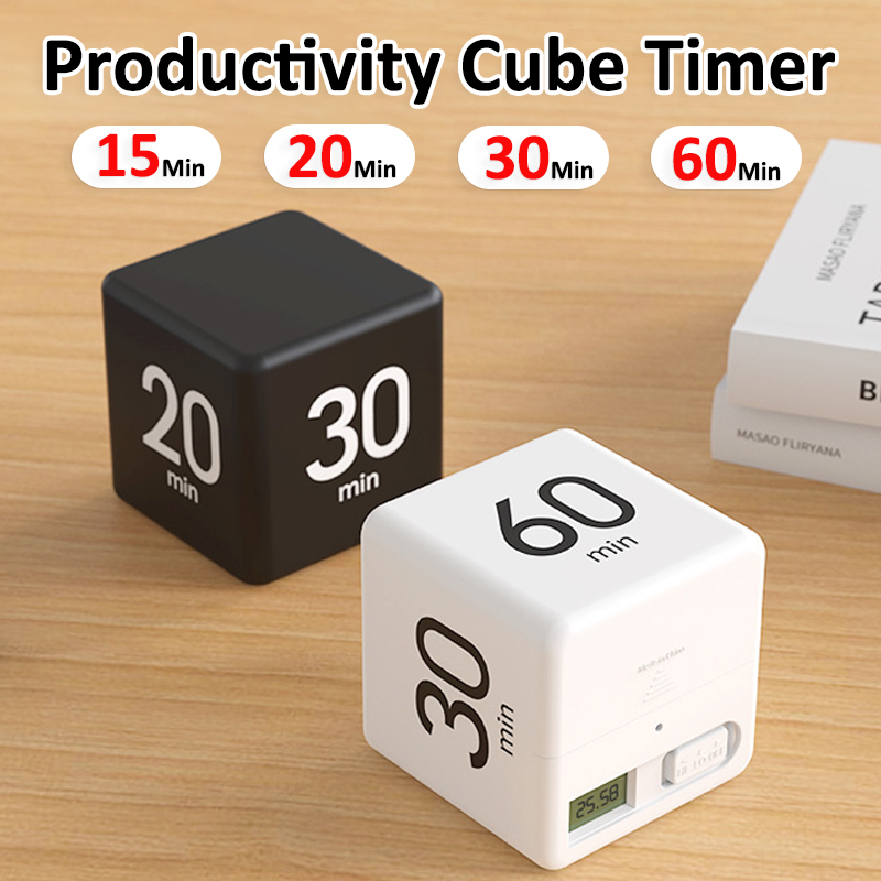 Productiviteit Kubus Timer Zwaartekrachtsensor Flipping LED-display Dubbele modi Countdown Koken Studie Mini Digitale Timer 4 vooraf ingestelde tijd