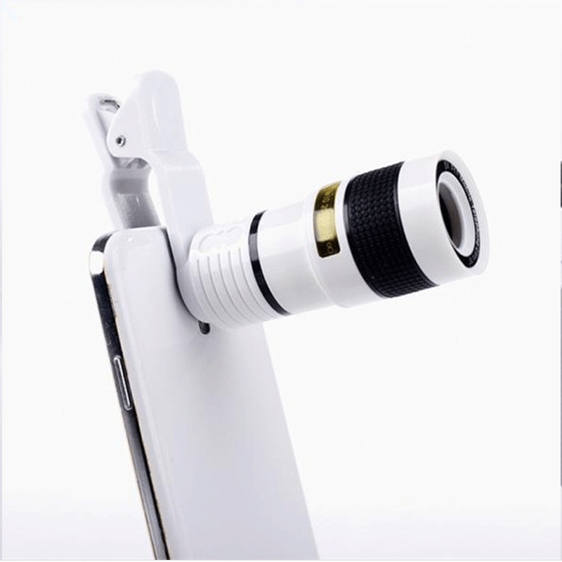 Universele 8x Of 12x Mobiele Telefoon Voor Camera Smartphone Lens Hd Telescoop Optische Lens Zoom Clip Lens Mobiele Telefoon Accessoires: 8X white