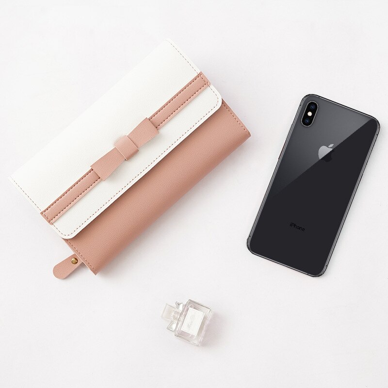 Ladies Clutch Zip Wallet Women Coin Purse Bow Magnetic Buckle Multi-Capacity Long Wallet For Females Girls Small Fresh