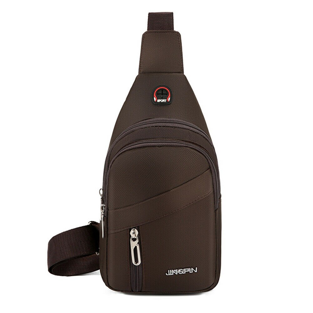 Men's Chest Bag Cycle Sling Pack Satchel Shoulder Bag Handbag Male Zipper Casual Small Day Packs Purse: Coffee