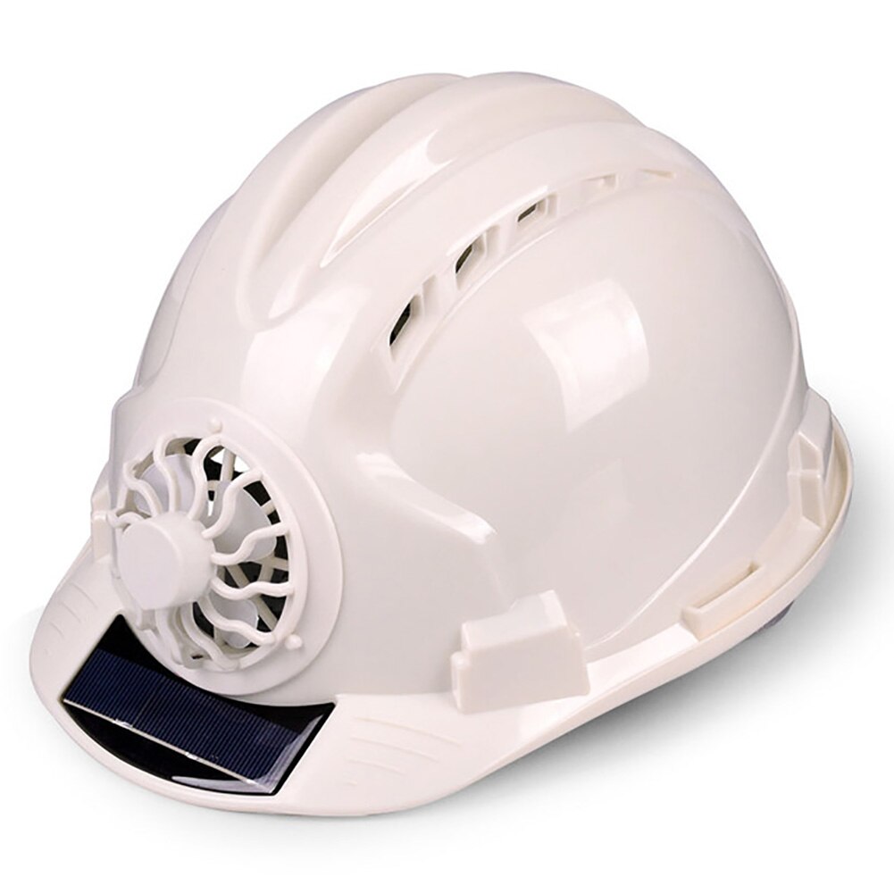 With Fan Sunscreen Ventilate Hard Helmet Hat Cycling Security Workplace Outdoor Safety Protective Construction Solar Power: White