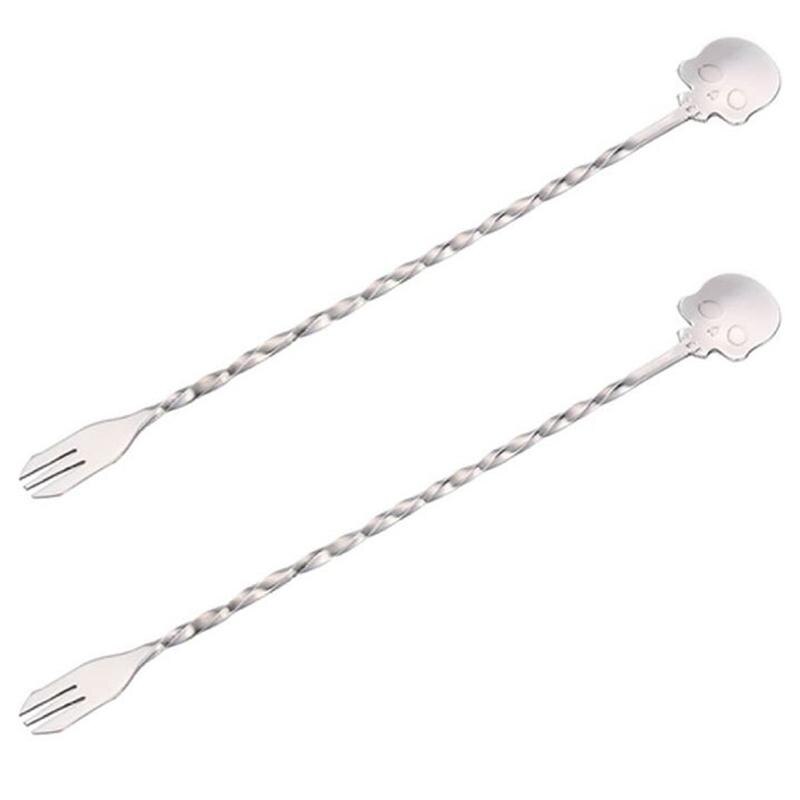 2Pcs Stainless Steel Swizzle Stick Cocktail Stirrer Cocktail Stirrer Swizzle for Kitchen Home Party Bar